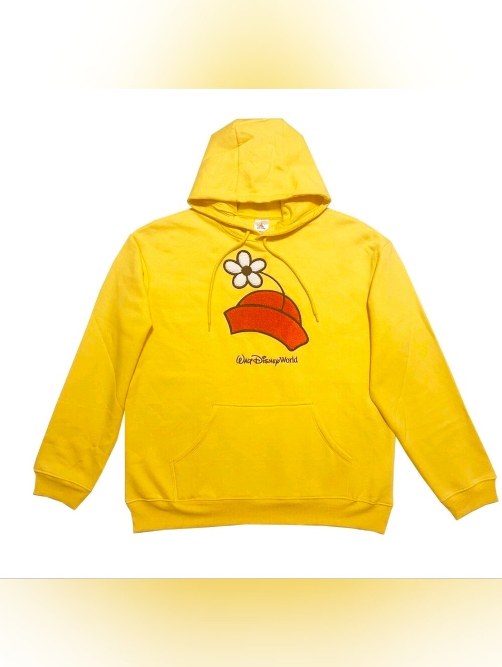 Walt Disney World Minnie Mouse Hat Relaxed Fit Hoodie Pullover Yellow Small.